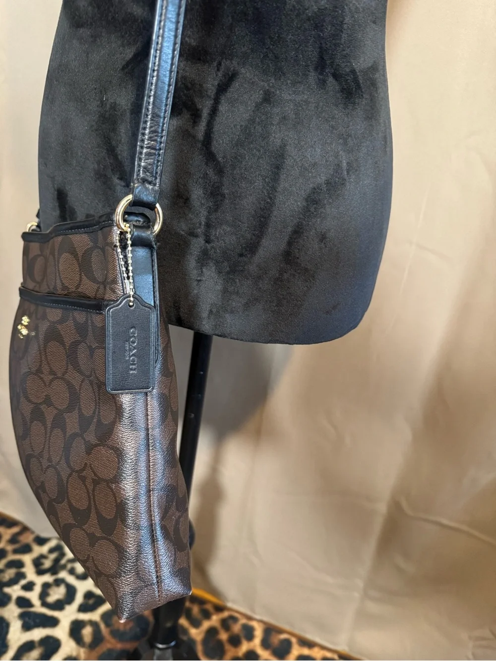 Coach Dark Brown Signature Crossbody Shoulder Bag